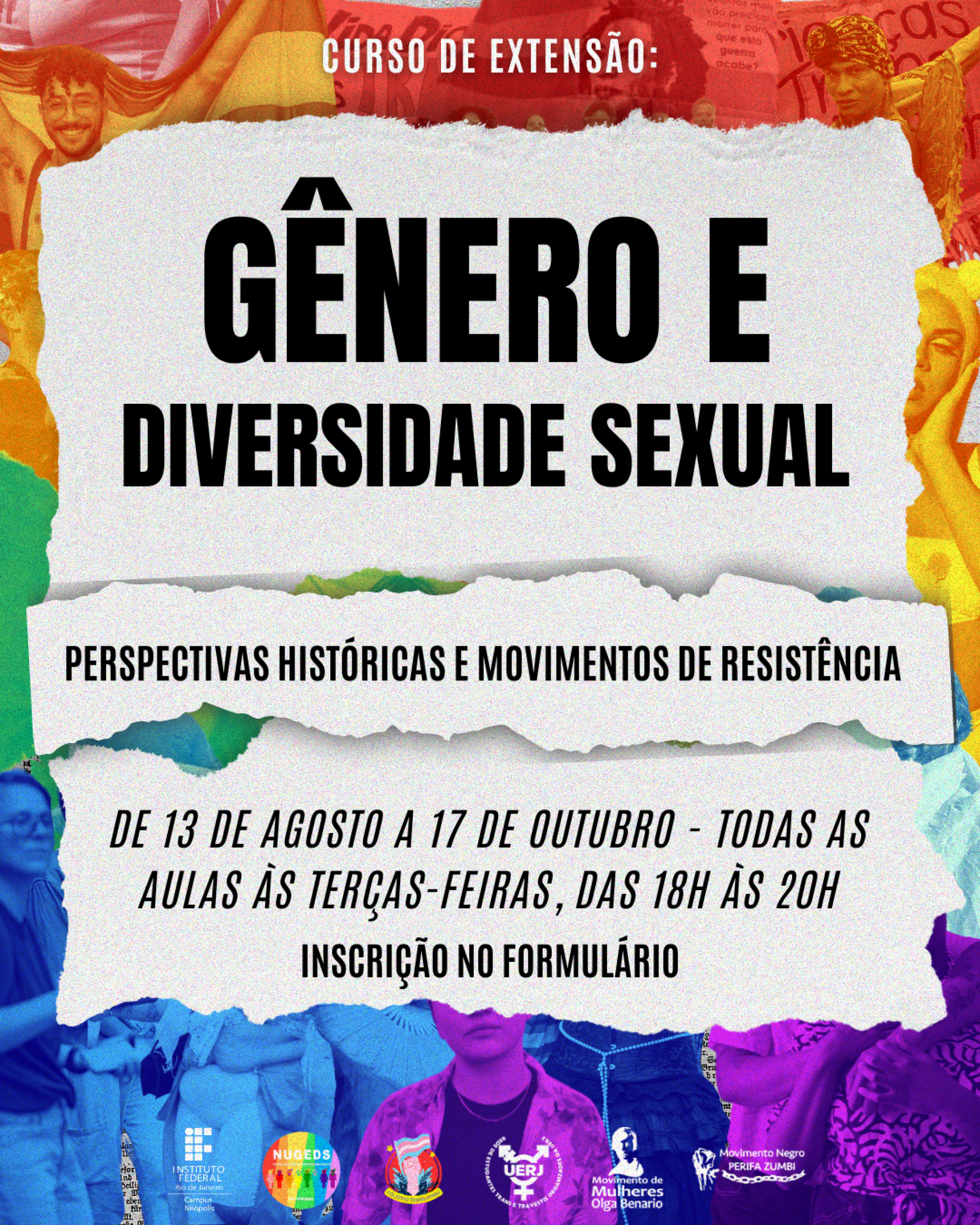 Curso de Extensão Online: Gênero e Diversidade Sexual Sexual: Perspectivas Históricas e Movimentos de Resistência - Divulgação / IFRJ Nilópolis