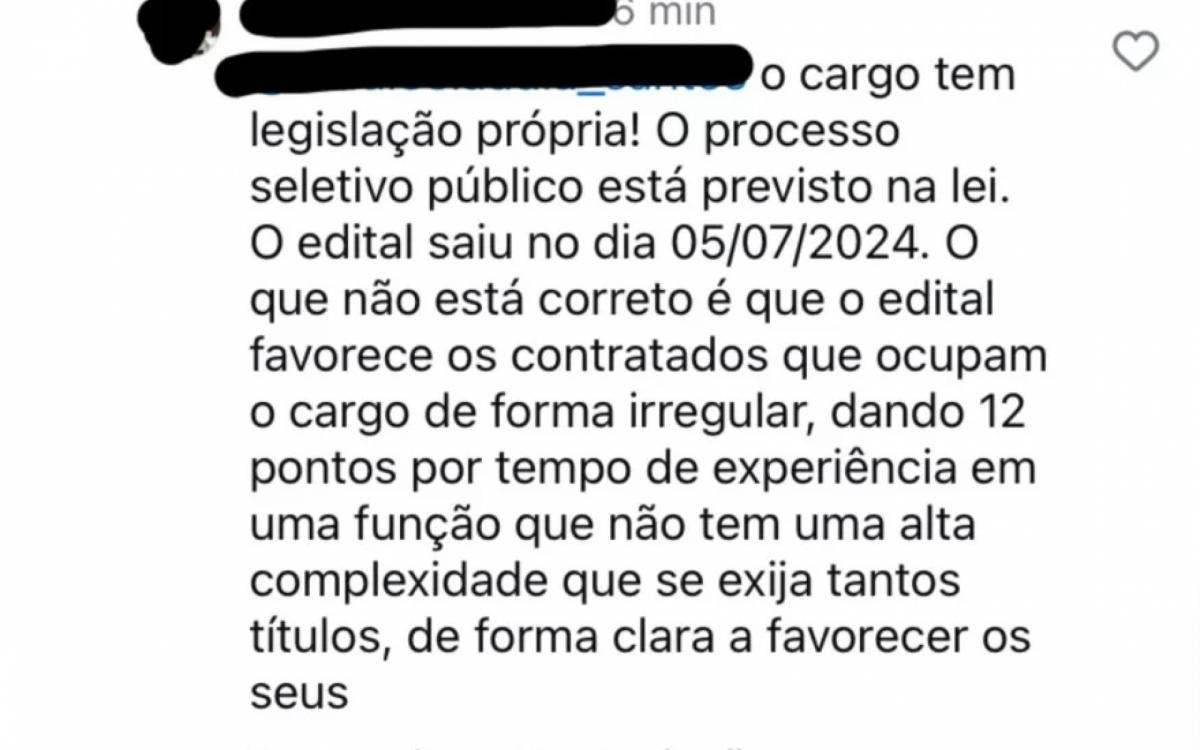 Comentários nas redes 