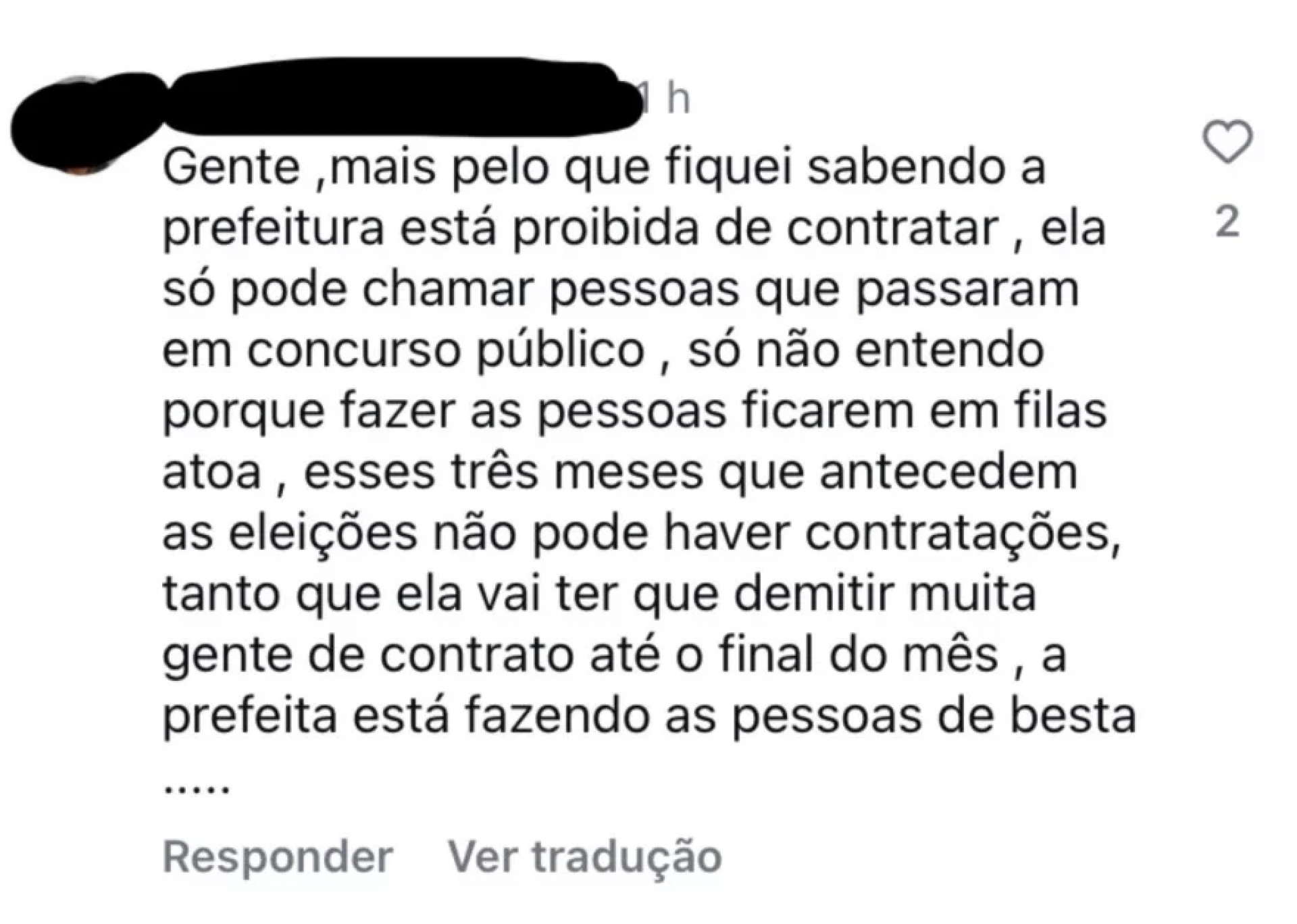 Coment&aacute;rios nas redes  - Rede social 