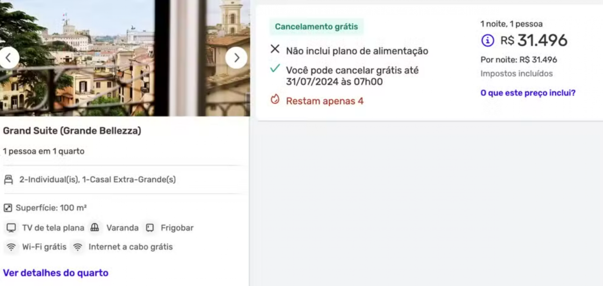 Na Itália, Bruna Marquezine fica em hotel com diárias de R$ 30 mil - Foto: Reprodução/Decolar