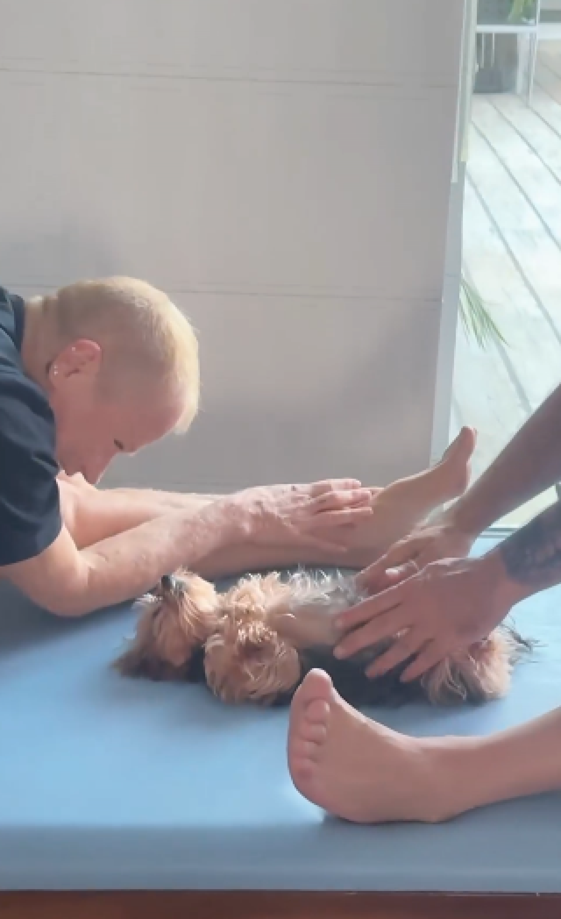 Xuxa mostra aula de pilates com Junno Andrade e a cachorrinha, Doralice - Reprodução de vídeo / Instagram