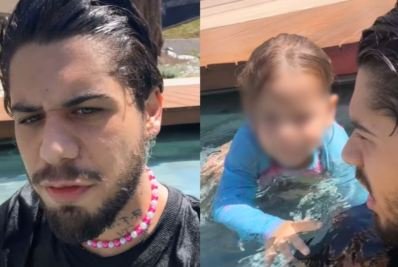 Zé Felipe relata susto com filha caçula na piscina: 'Começou a afogar'