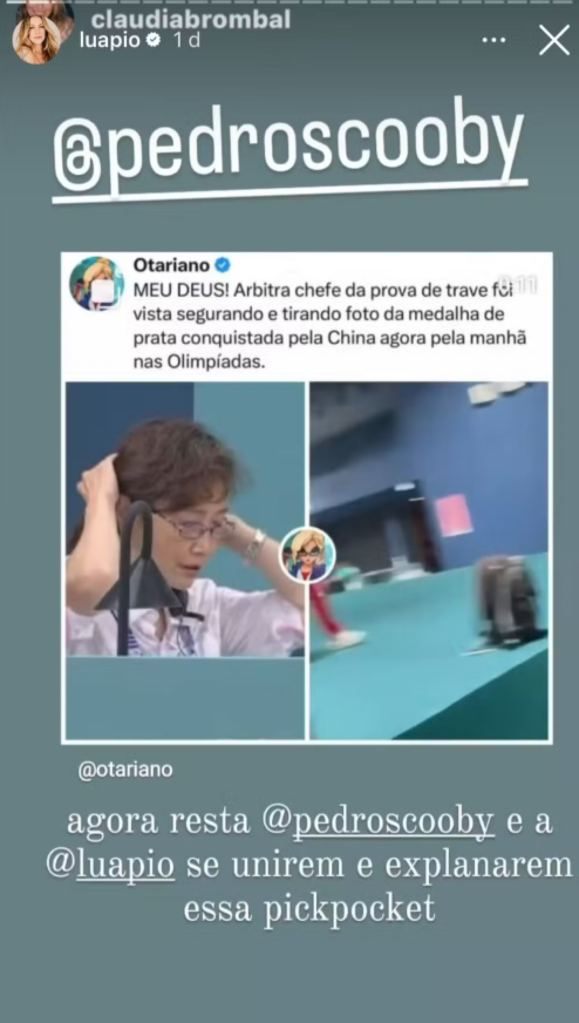 Luana Piovani chama Pedro Scooby para 'caçar' árbitra das Olimpíadas - Foto: Reprodução