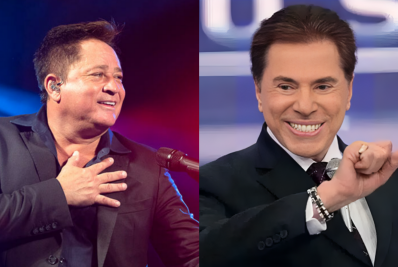 Emocionado, Leonardo interrompe show para homenagear Silvio Santos