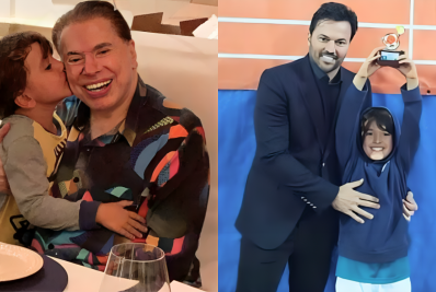 Neto de Silvio Santos leva troféu para missa de sétimo dia do avô