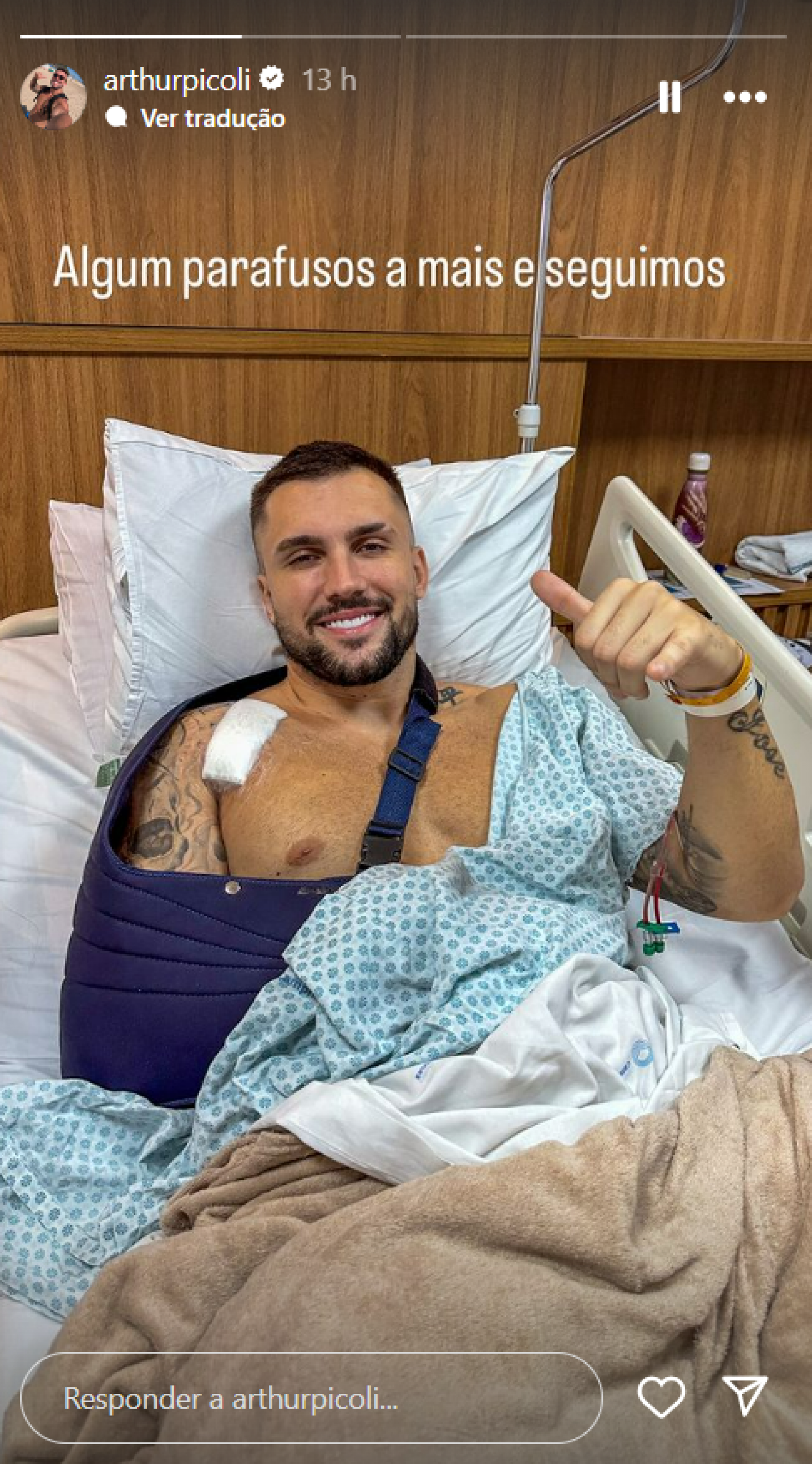 Ex-BBB Arthur Picoli passa por cirurgia no ombro: 'Parafusos a mais' - Foto: Reprodução