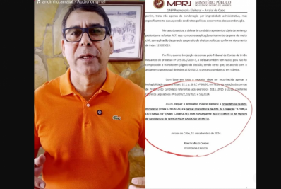 Candidatura de Andinho sofre pedido de reconhecimento de ilegibilidade em Arraial do Cabo