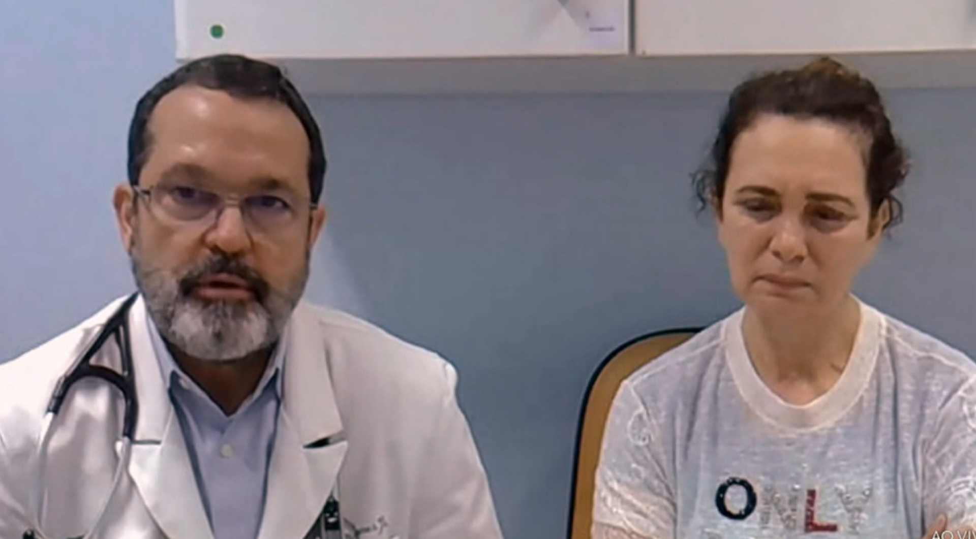 Fátima Sampaio lamenta a morte do marido, Cid Moreira - Reprodução de vídeo / TV Globo