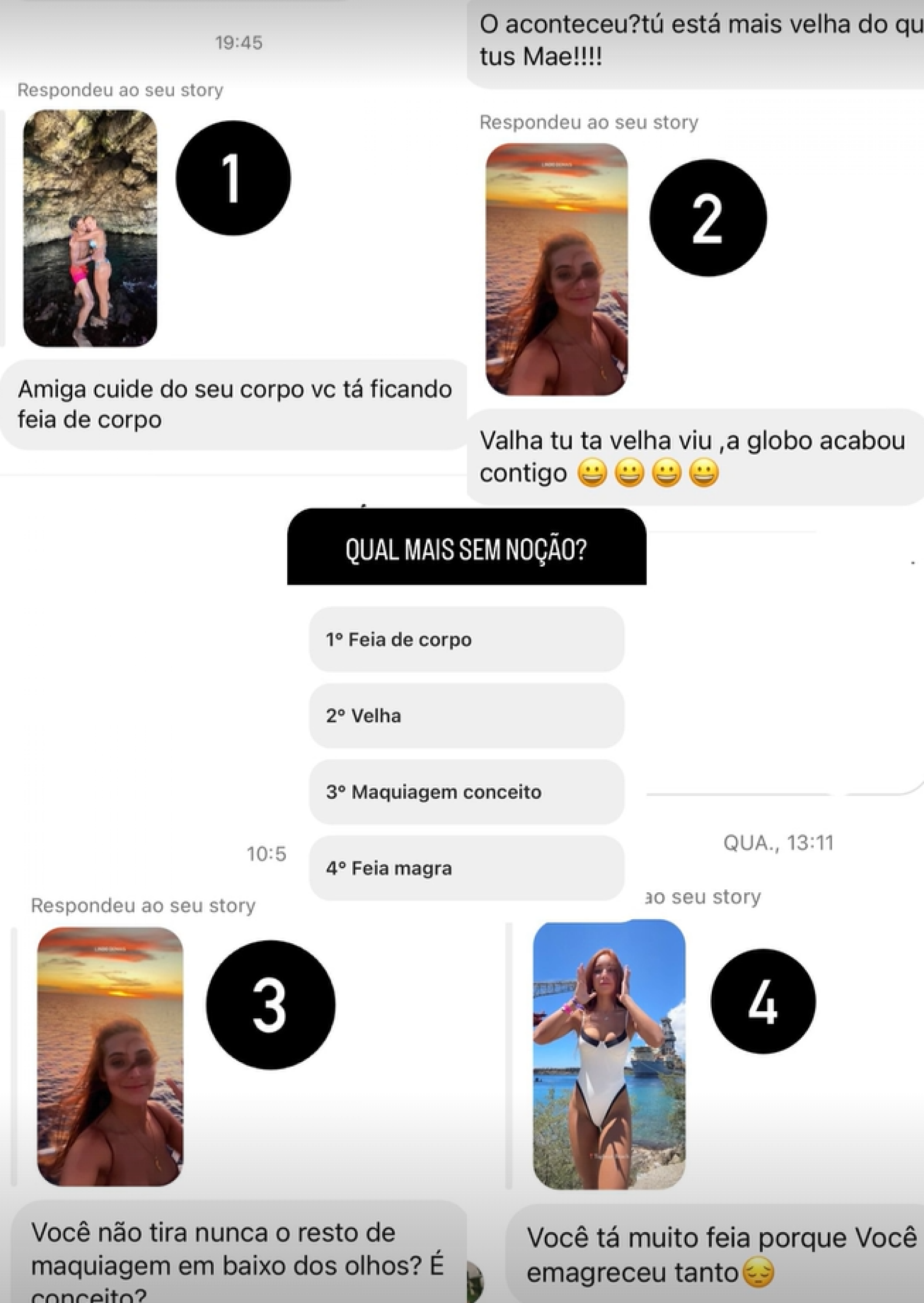 Vanessa Lopes mostra mensagens ofensivas que recebe - reprodução Instagram