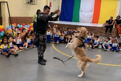 Cão show dog da Guarda Civil faz a diferença até em ações terapêuticas