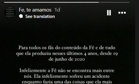 Publica&ccedil;&atilde;o explica que a santista sofreu um acidente enquanto praticava corrida e n&atilde;o resistiu aos ferimentos - Reprodu&ccedil;&atilde;o/ Redes sociais