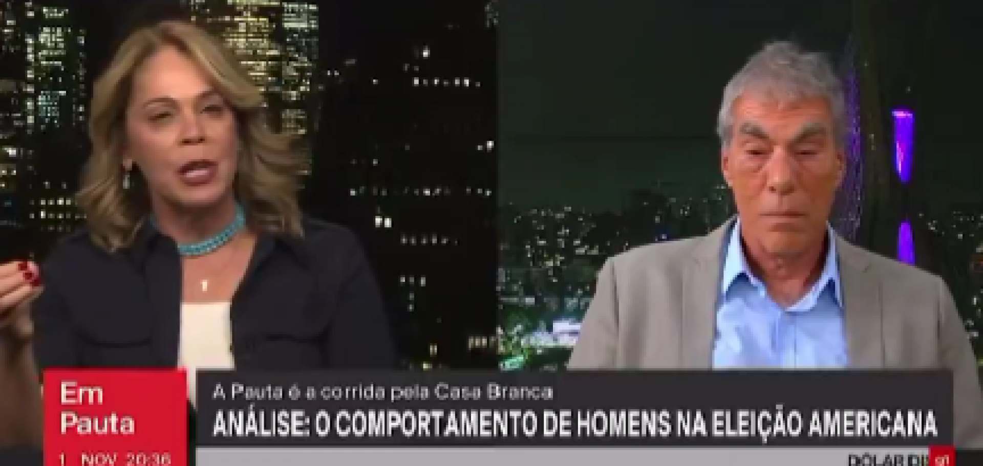 Jornalista Sandra Coutinho e o comentarista Dem&eacute;trio Magnolis trocam acusa&ccedil;&otilde;es e discutem ao vivo - Reprodu&ccedil;&atilde;o de v&iacute;deo / X