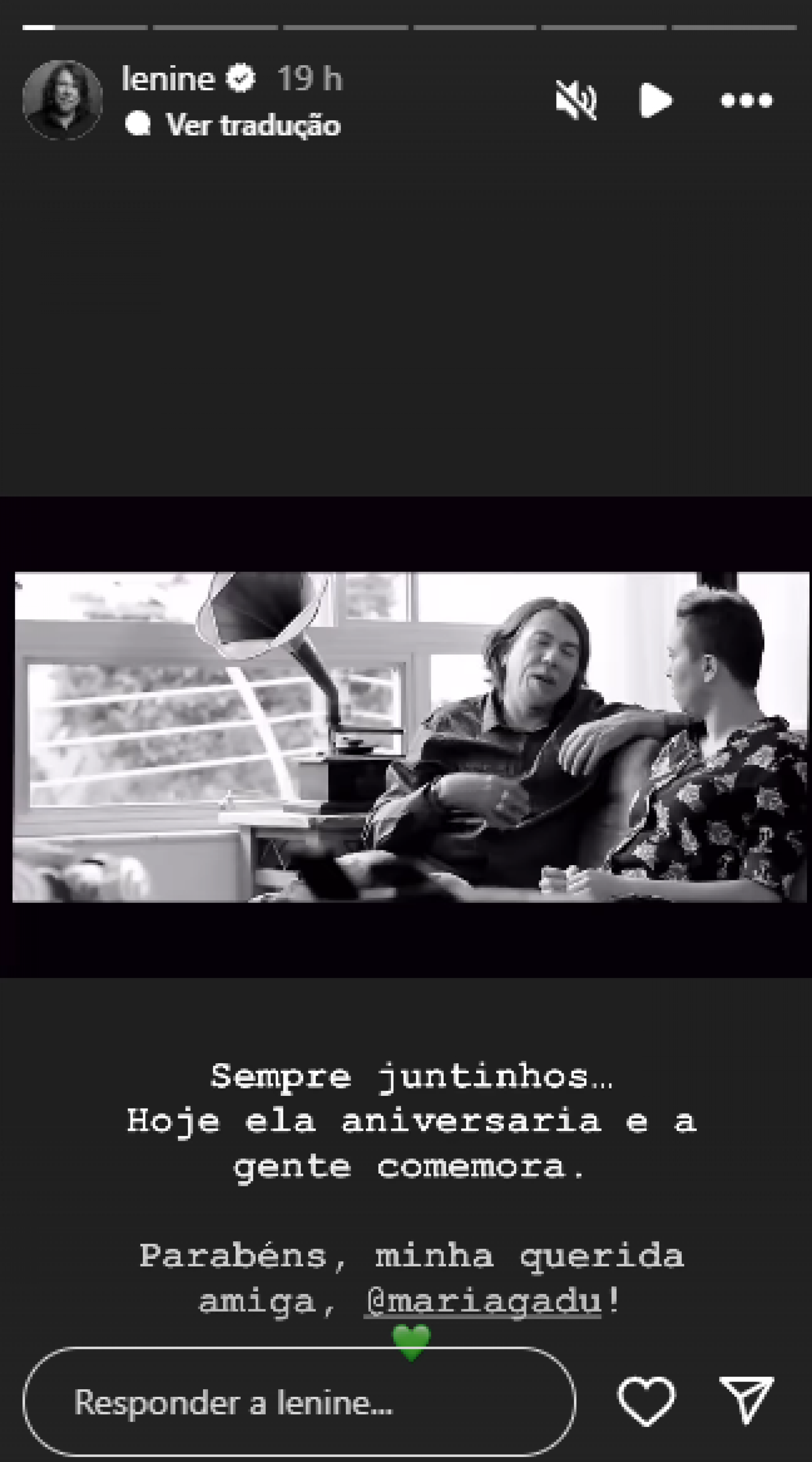 Lenine faz homenagem de aniversário para Maria Gadú - Reprodução / Instagram