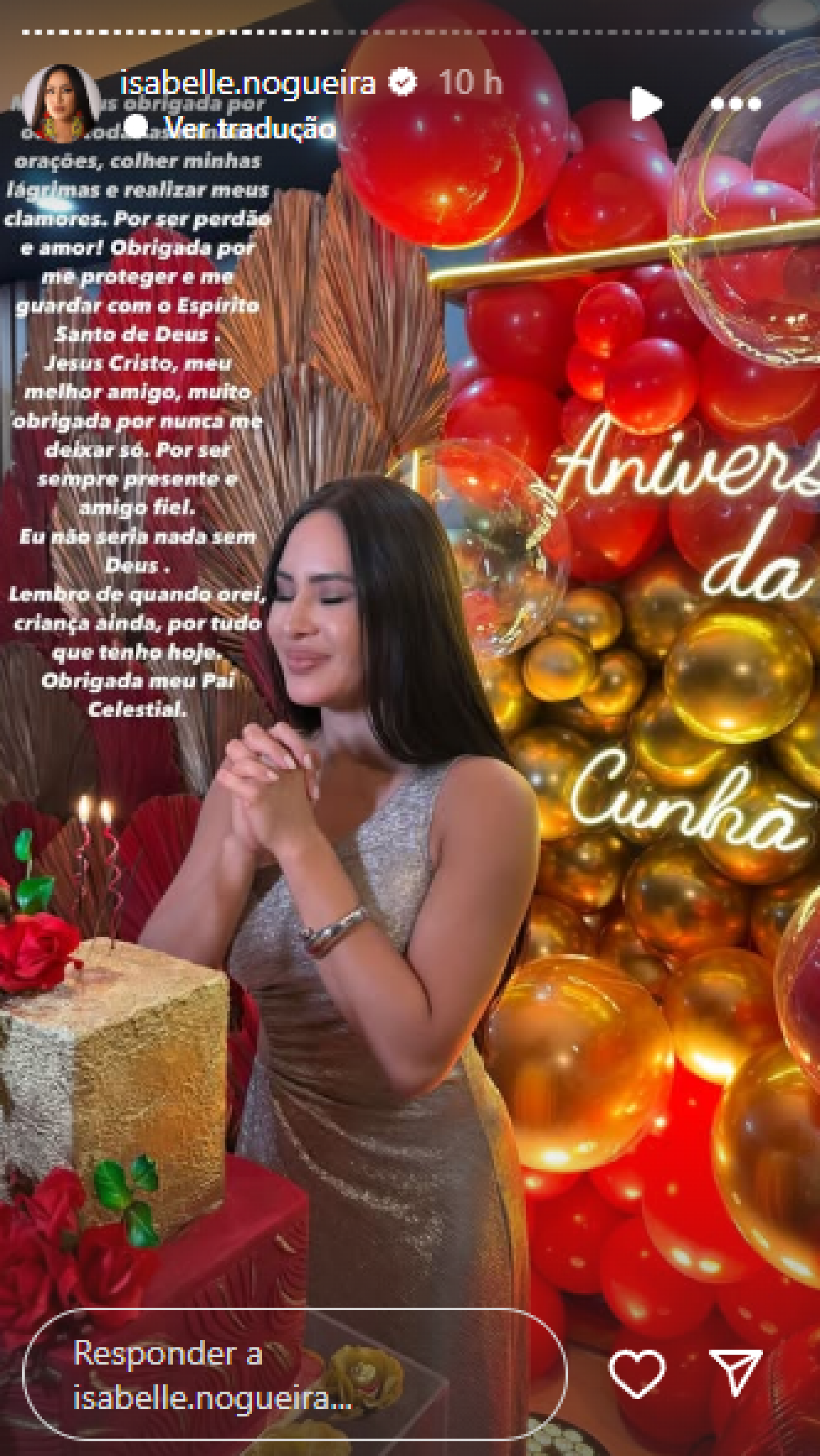 Isabelle Nogueira completa 32 anos e ganha festa de aniversário surpresa - Reprodução de vídeo / Instagram