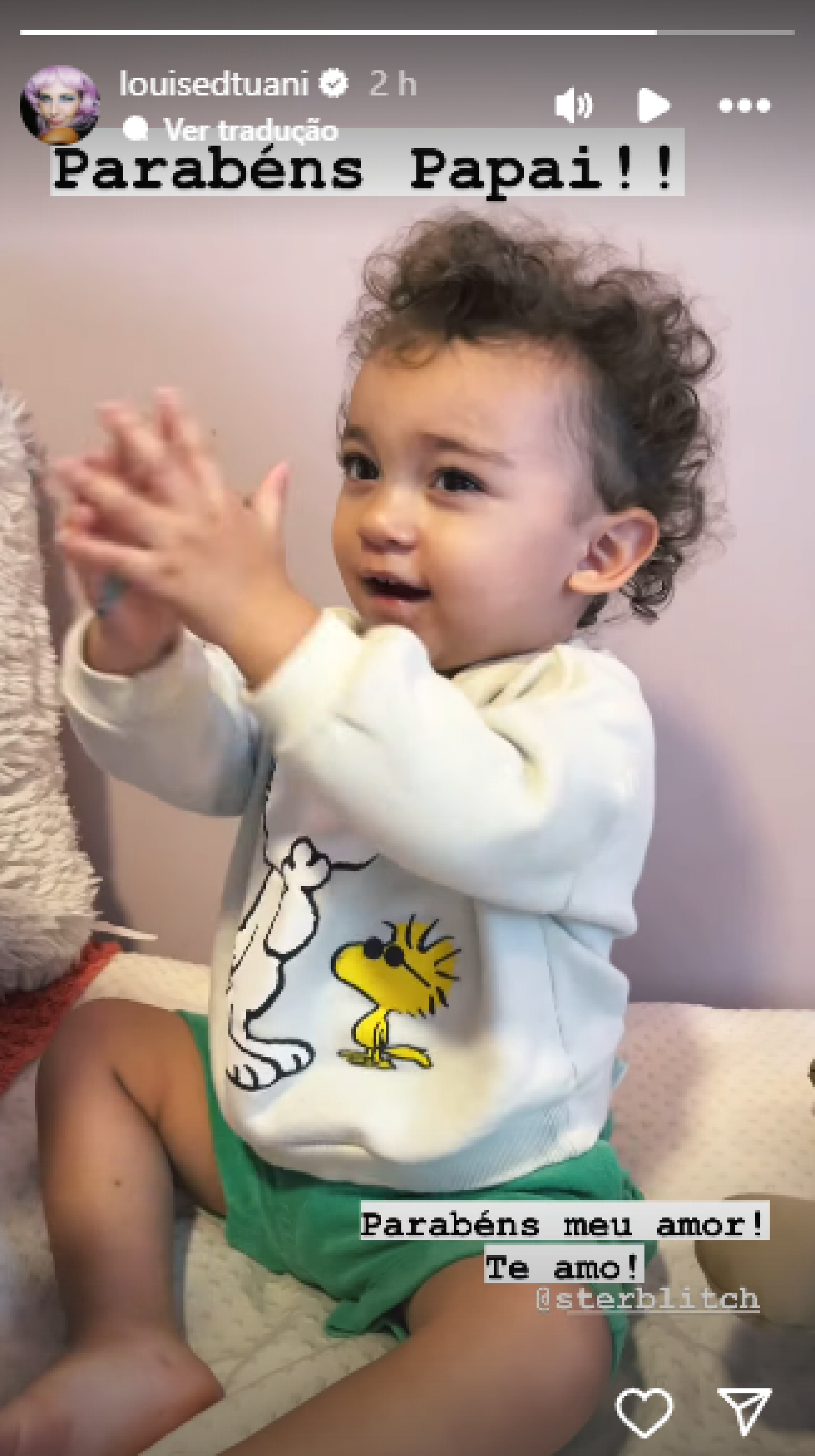 Eduardo Sterblitch completa 38 anos e ganha declaração da mulher, Louise D' Tuani, e do filho do casal, Caetano - Reprodução / Instagram