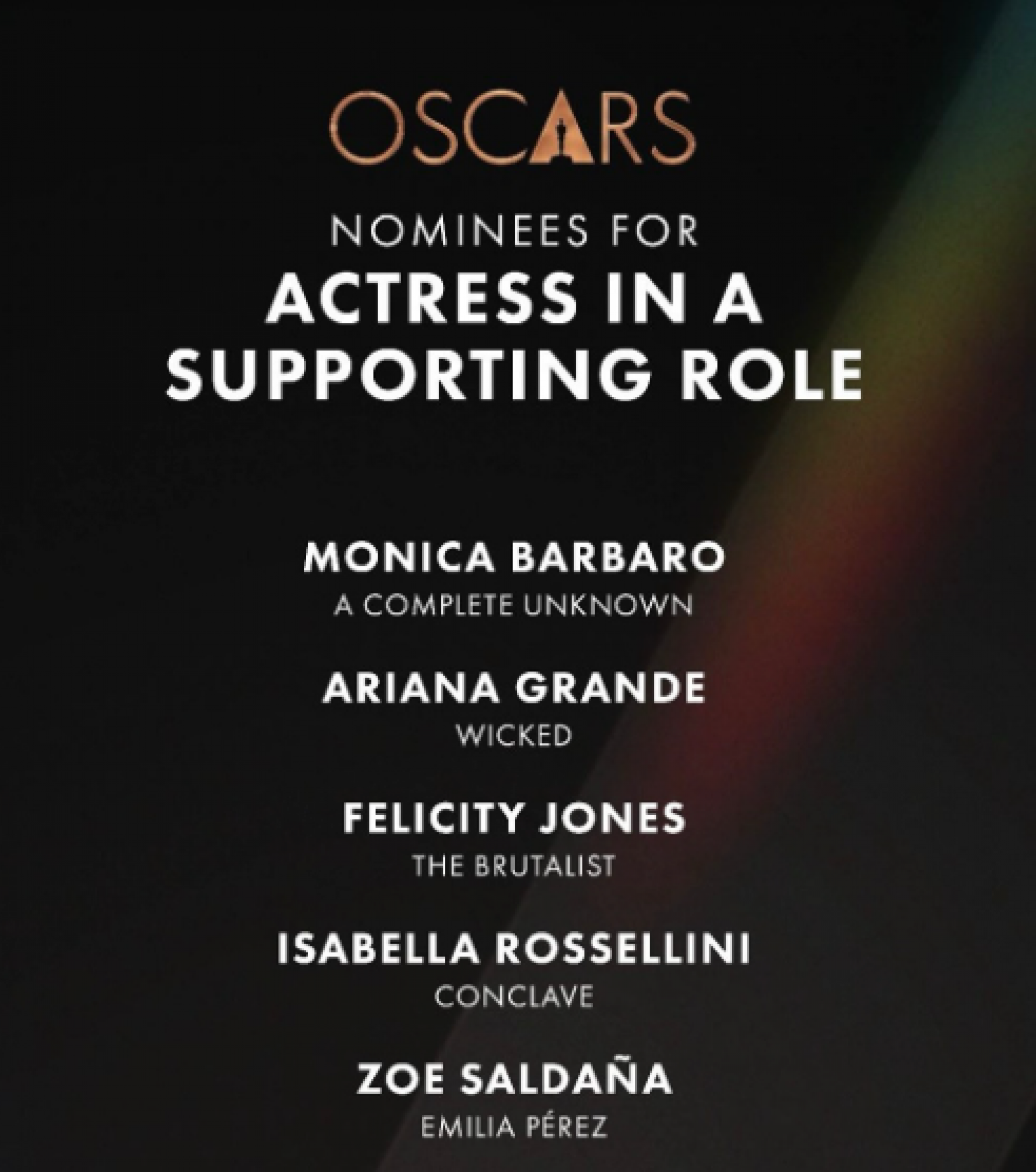 Indicações na categoria de Melhor Atriz Coadjuvante no Oscar 2025 - Reprodução / Instagram