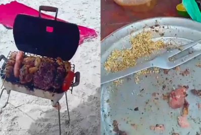 Grupo é flagrado fazendo ‘churrasquinho’ na Praia do Peró, em Cabo Frio, e se dá mal