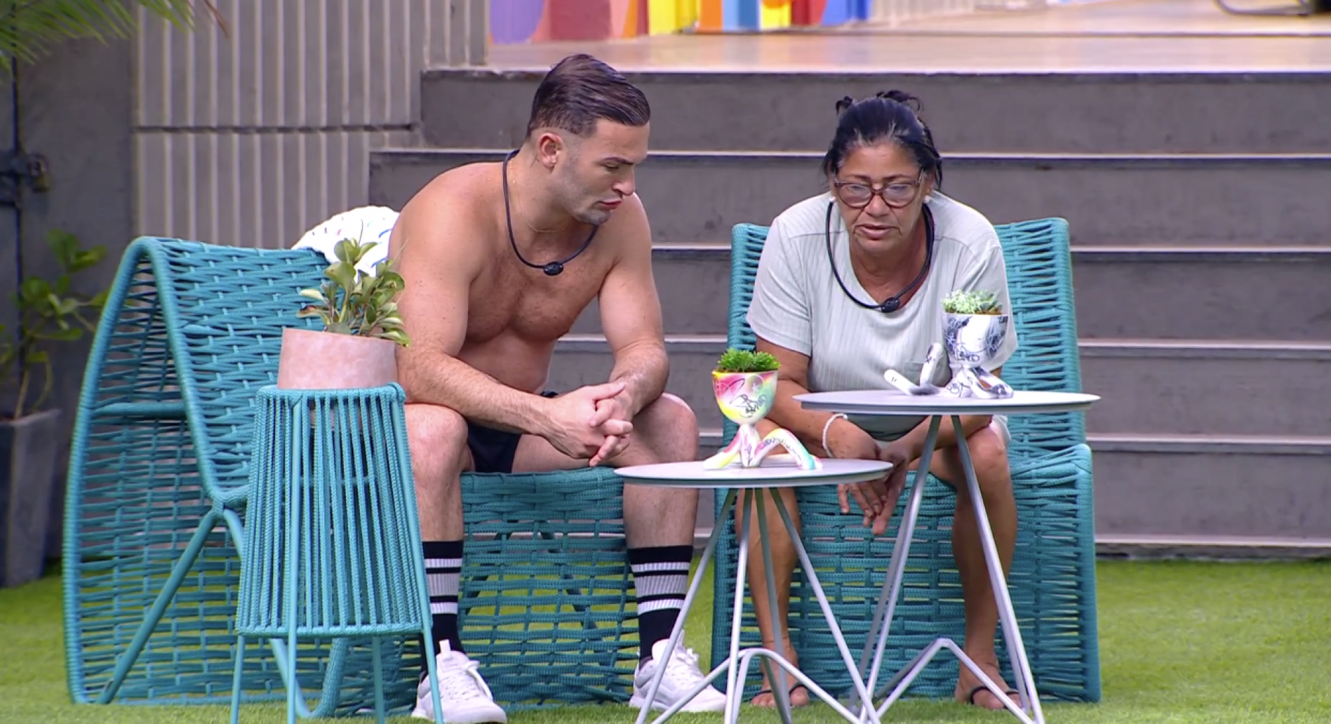 Diego Hypolito conversa com Delma sobre desentendimento com Aline - TV Globo