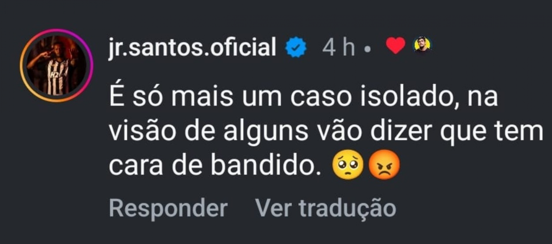 Júnior Santos, ex-Botafogo, se posicionou após o caso de Igor Melo - Reprodução