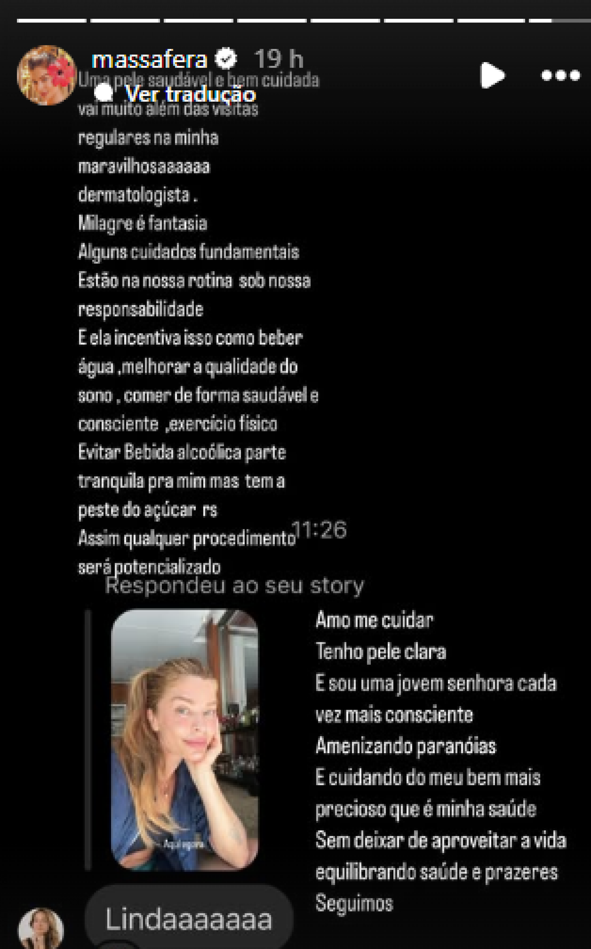 Ao ser elogiada por internauta, Grazi Massafera detalha rotina de autocuidado - Reprodução / Instagram