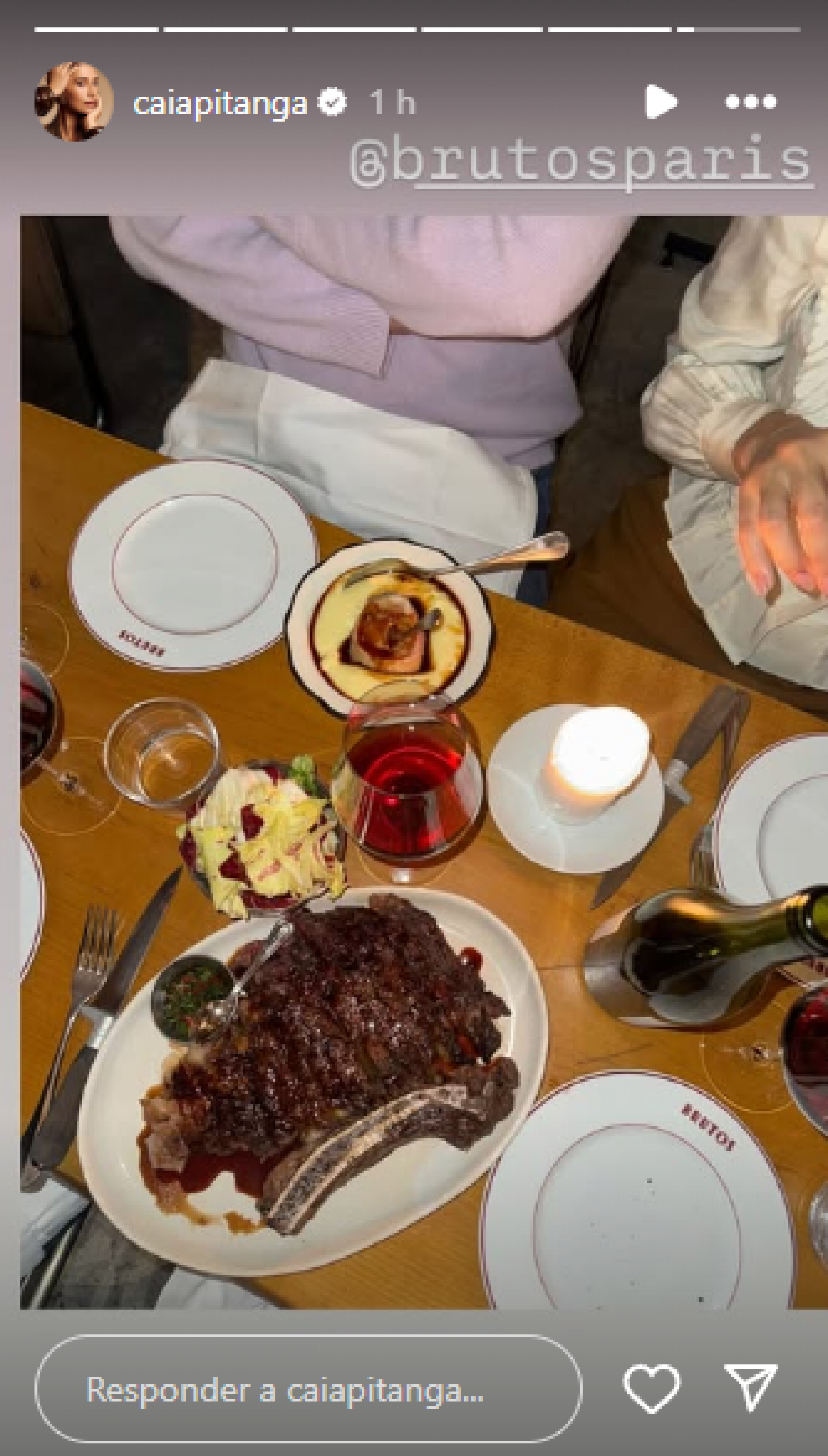 Camila Pitanga mostra jantar romântico com o namorado, Patrick Pessoa - Reprodução / Instagram