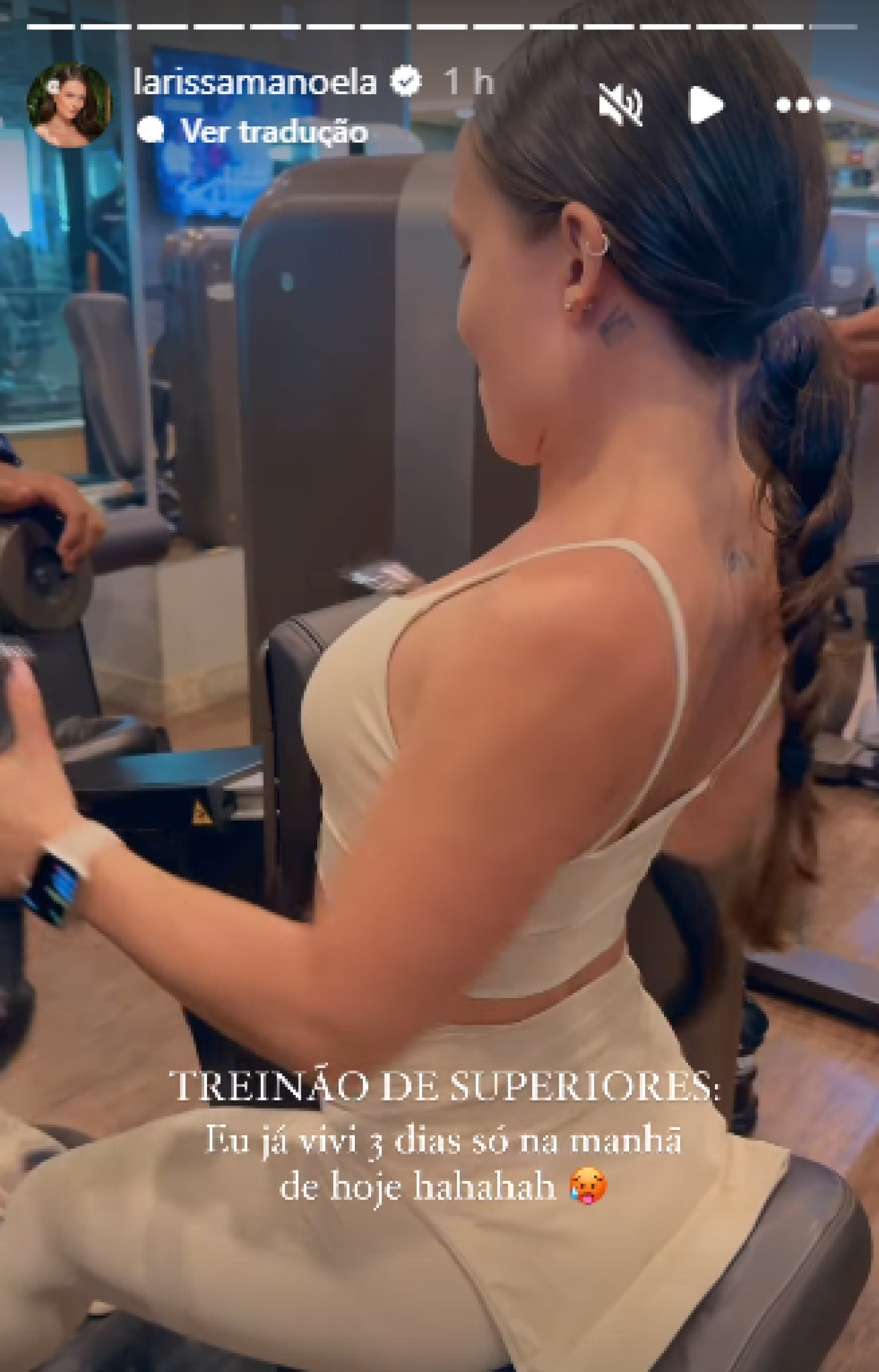 Larissa Manoela pratica musculação em uma academia do Rio - Reprodução de vídeo / Instagram