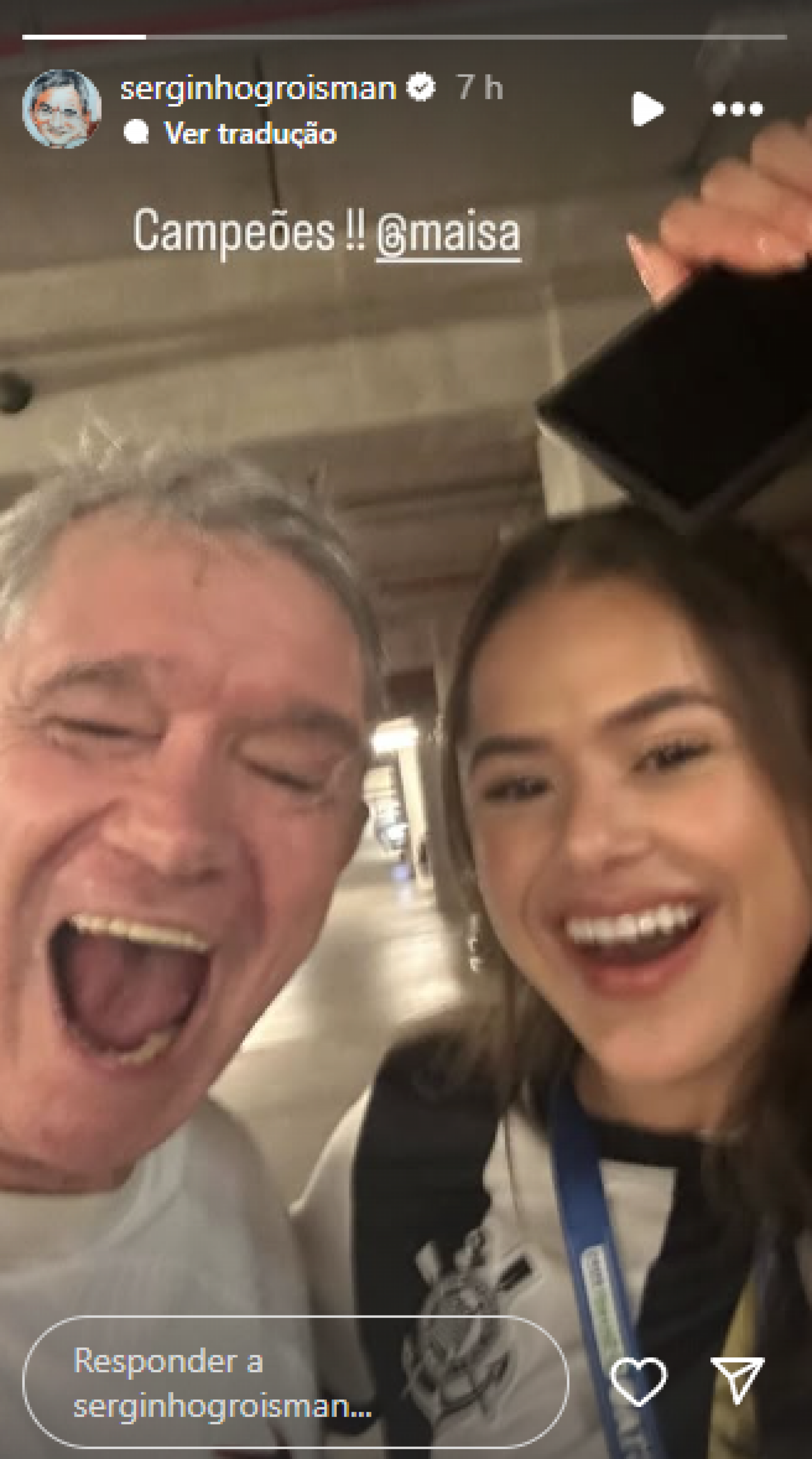 Serginho Groisman e Maisa vibram com título do Corinthians no Campeonato Paulista - Reprodução / Instagram