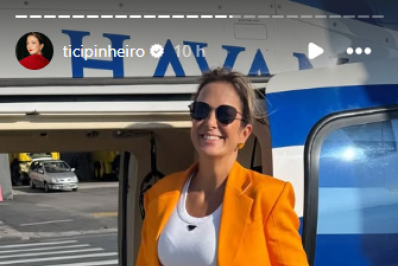 Ticiane Pinheiro mostra viagem de helicóptero para Santa Catarina