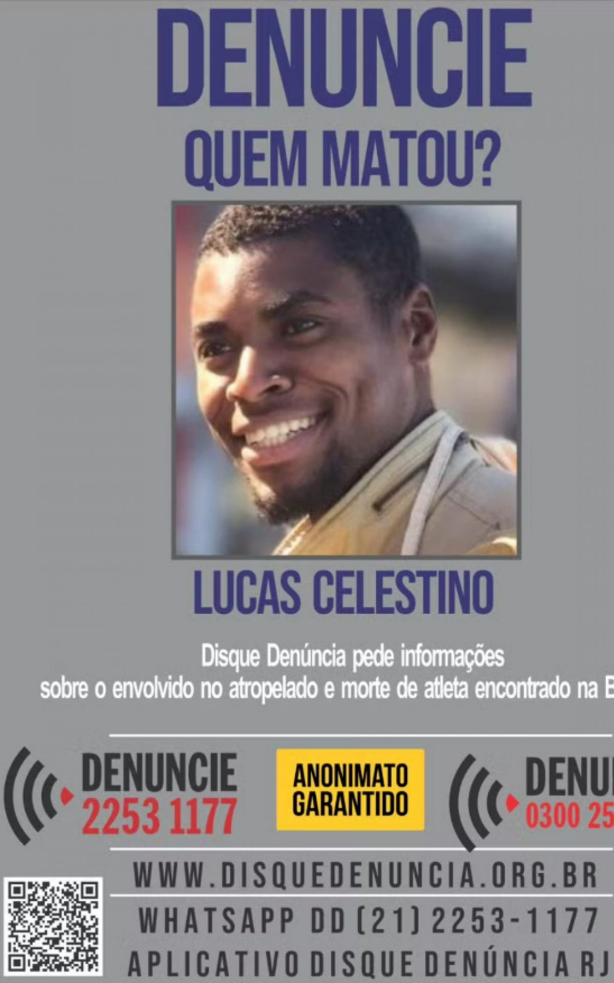 Disque Den&uacute;ncia pede informa&ccedil;&otilde;es sobre a morte de Lucas Celestino - Divulga&ccedil;&atilde;o