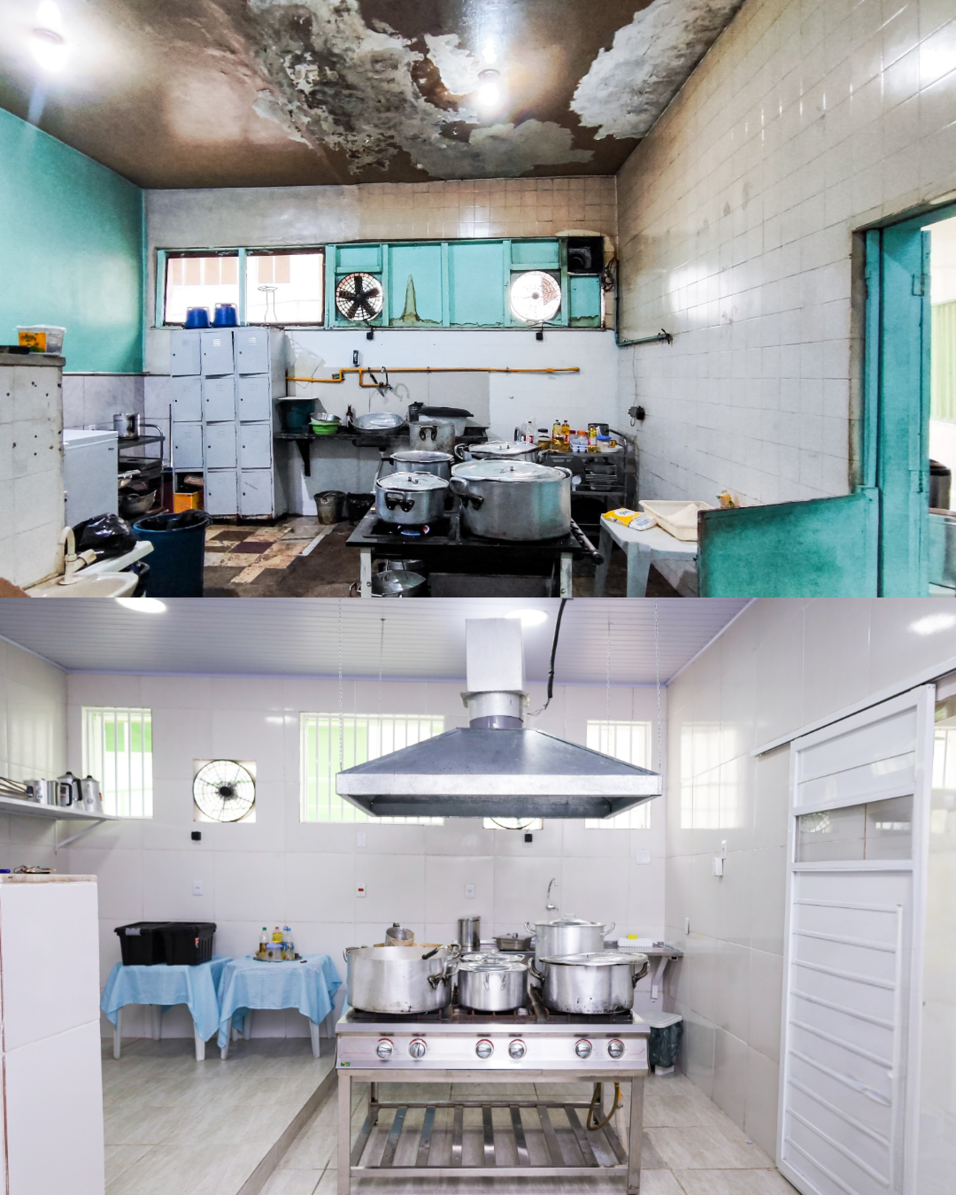 Antes e depois - cozinha do Hospital Municipal Dr. Adalberto da Gra&ccedil;a - Divulga&ccedil;&atilde;o / PMP