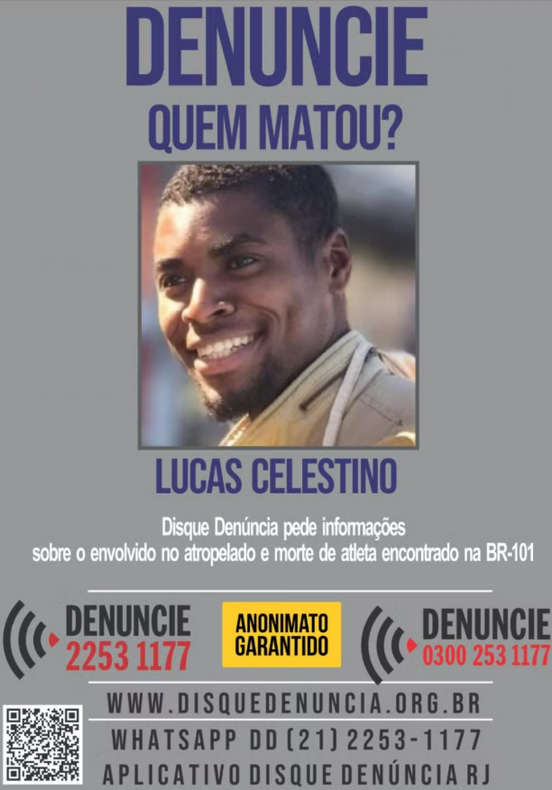 Disque Denúncia pede informações sobre a morte de Lucas Celestino