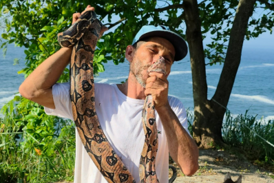 Morador do Vidigal resgata jiboia na Avenida Niemeyer