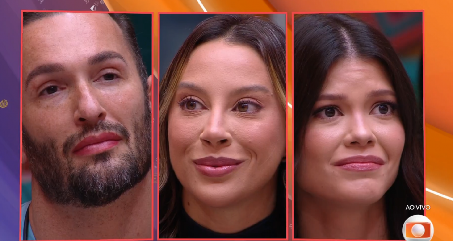 Diego Hypolito leva a pior no Paredão contra Renata Saldanha e Vitória Strada, na noite desta quinta-feira (17) - Reprodução de vídeo / X