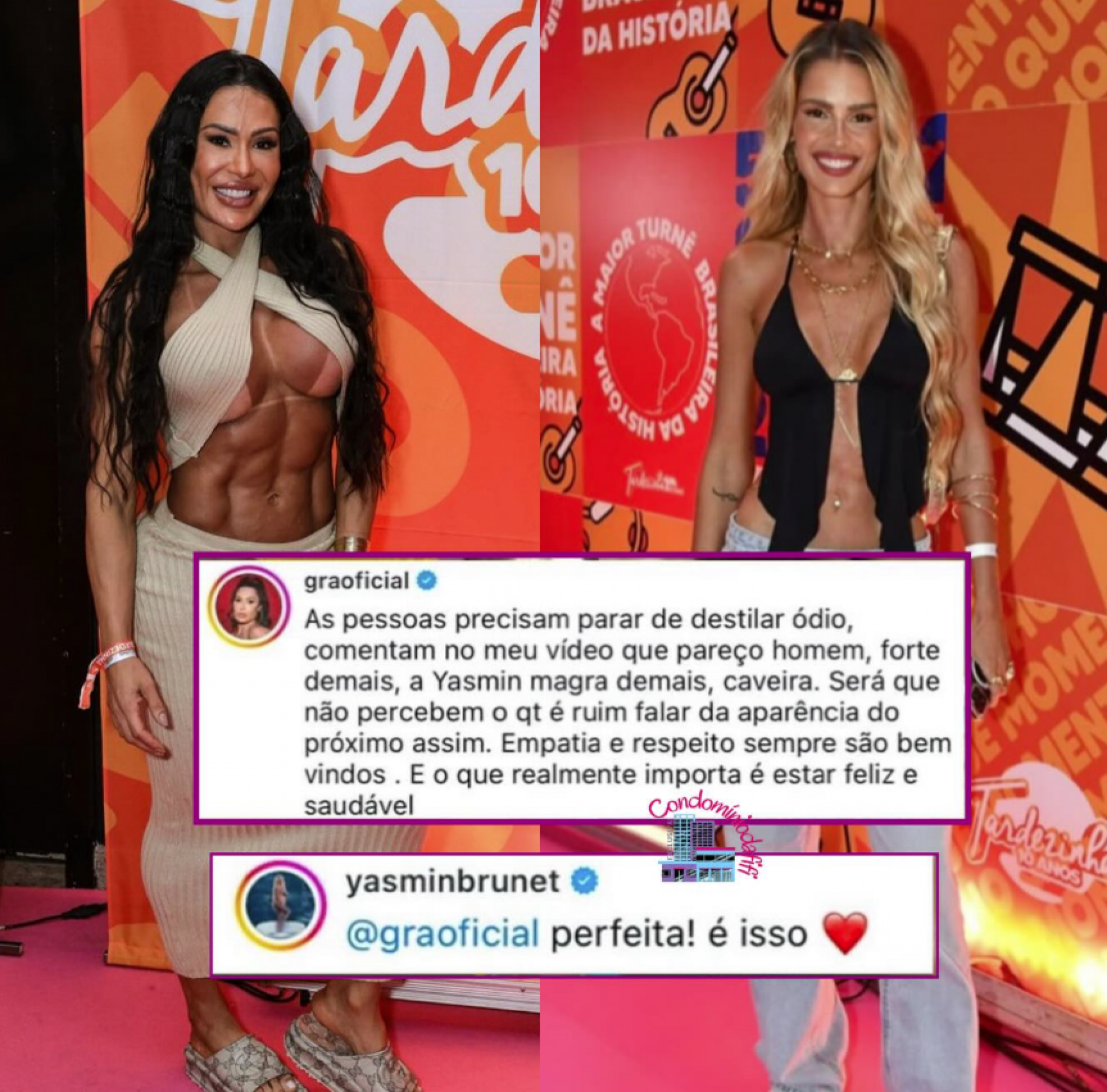 Gracyanne Barbosa defende Yasmin Brunet após críticas sobre aparência - reprodução Instagram