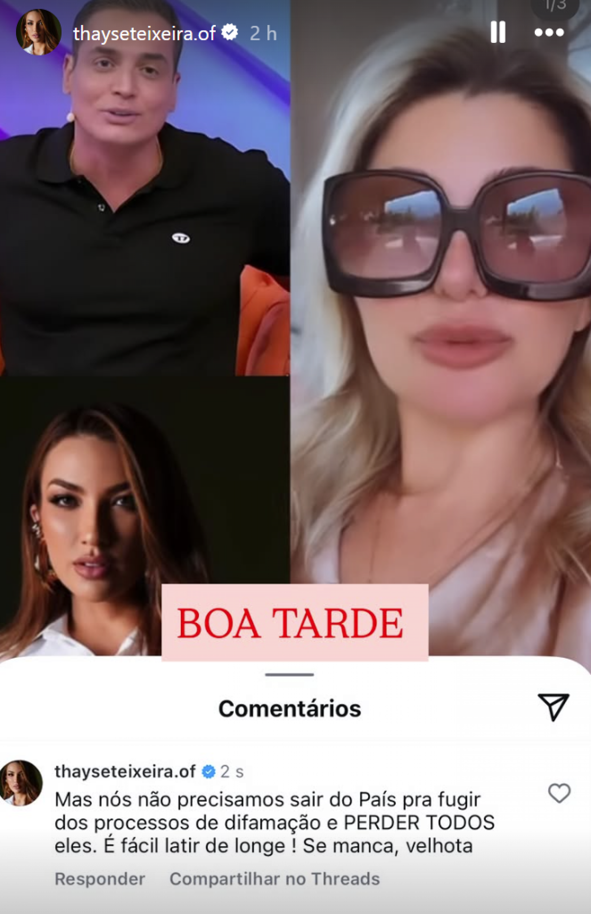 Thayse Teixeira responde Antônia Fontenelle após críticas e alfineta com referência a Flávia Alessandra - reprodução Instagram