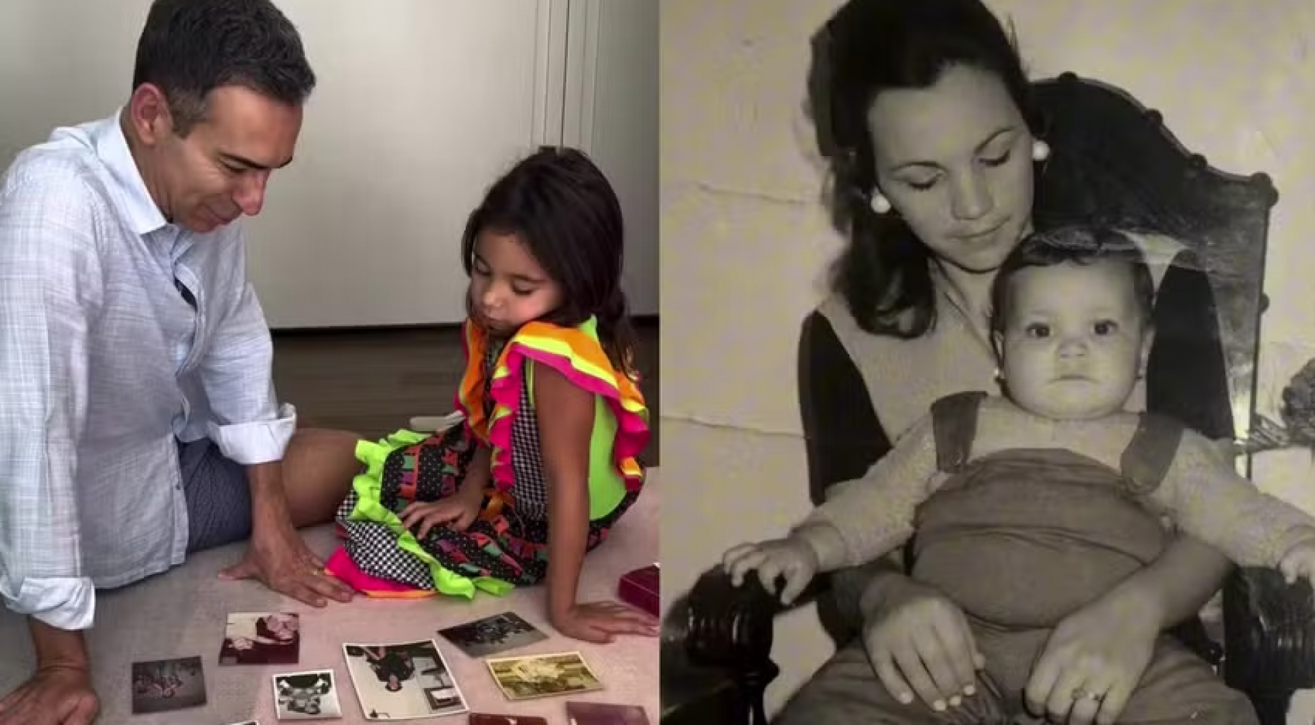 César Tralli revive infância ao lado da filha após encontrar fotos guardadas pela mãe - reprodução Instagram