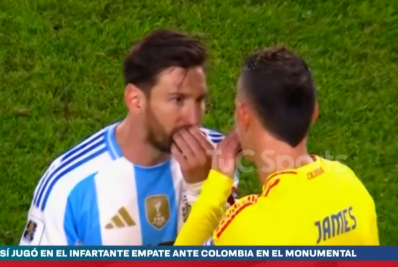 Em duelo das Eliminatórias, Messi tem conflito com James: 'Você fala demais'
