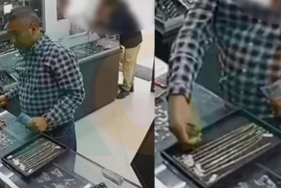 Homem é flagrado furtando cordão de ouro de joalheria em Cabo Frio