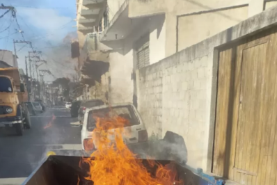 Recém-implantado, contêiner de lixo é incendiado em Cabo Frio