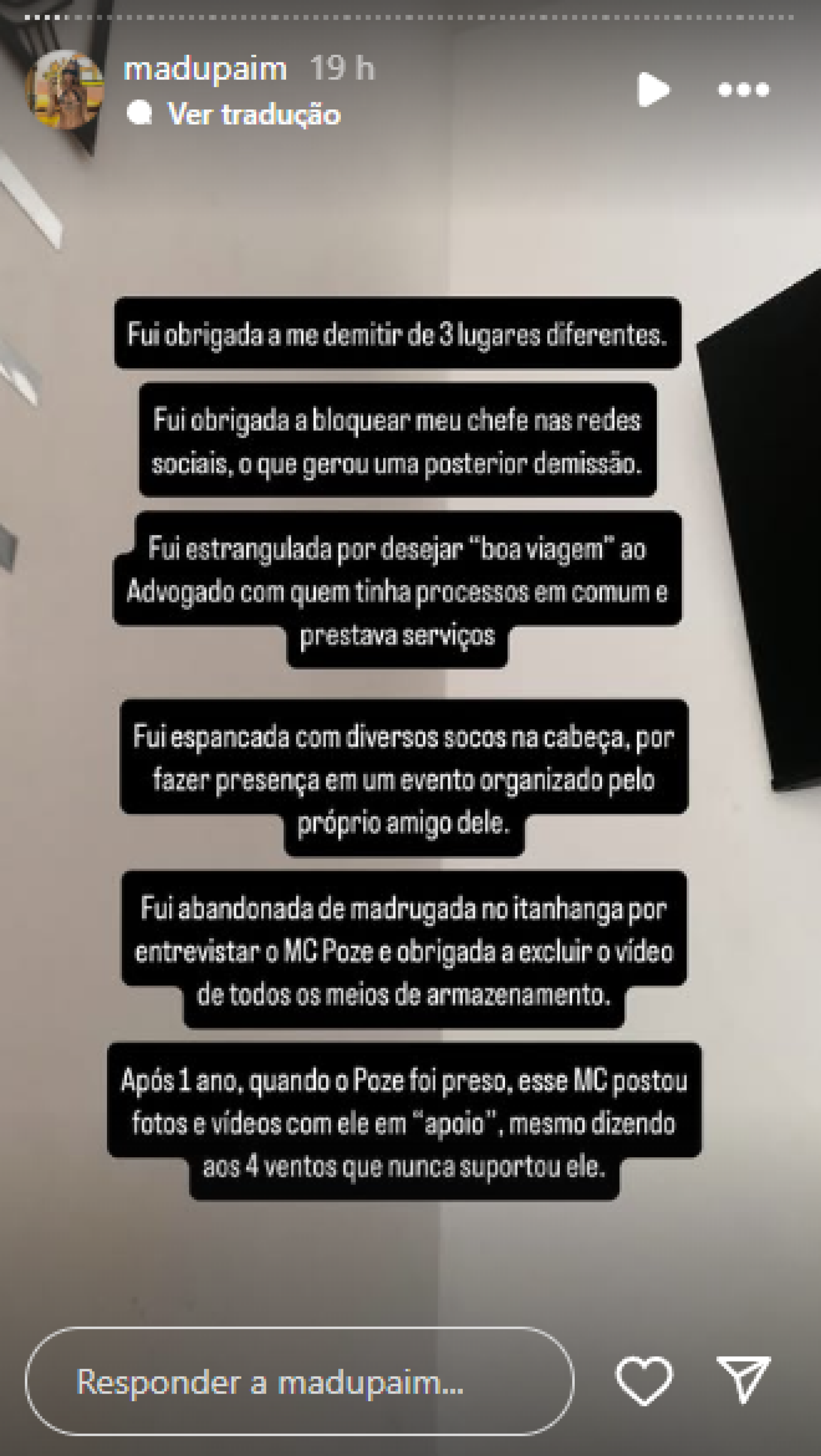 Ex-namorada de MC Estudante, Madu Paim expõe ameaças e agressões do rapper: 'Predador de mulheres' - Reprodução / Instagram