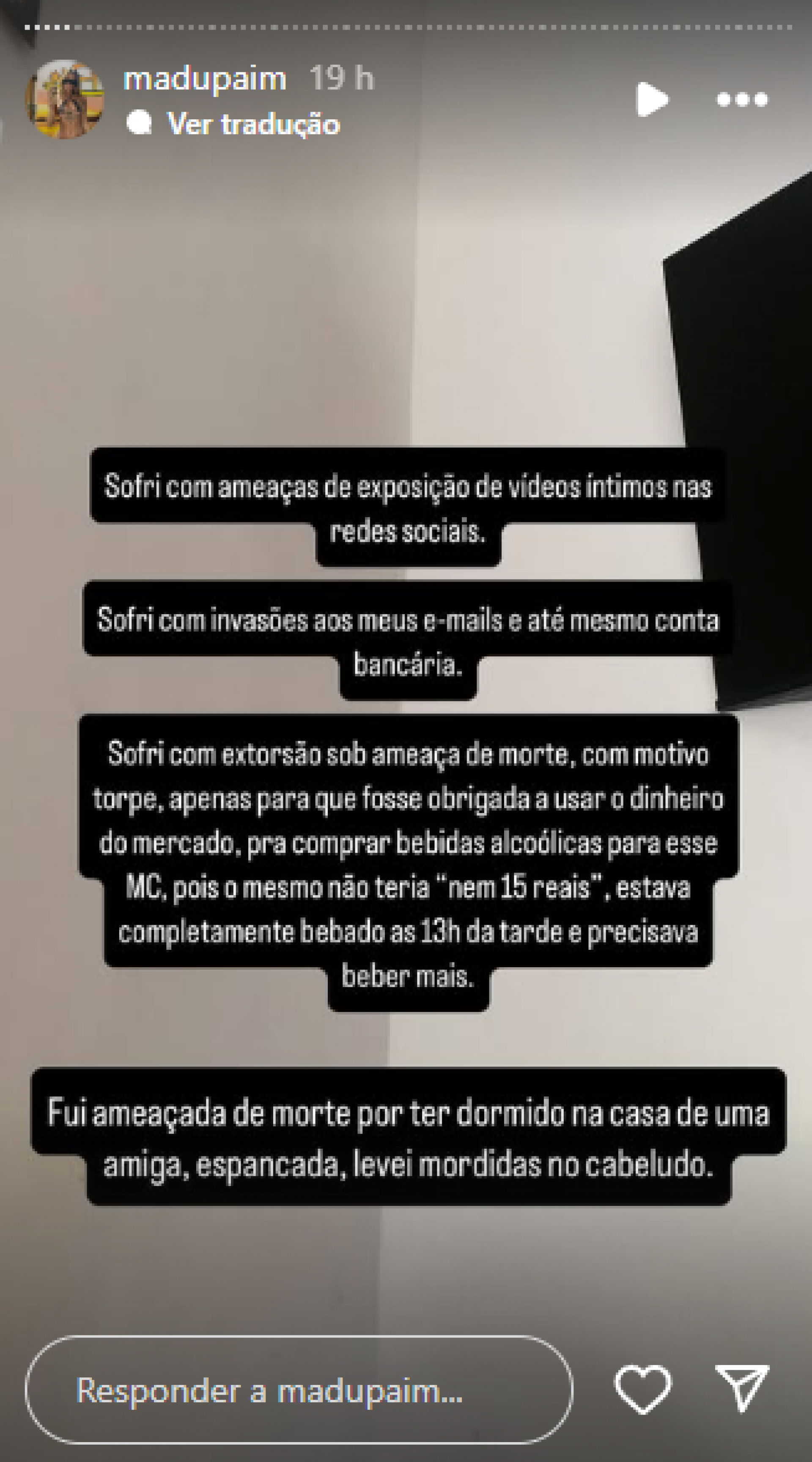 Ex-namorada de MC Estudante, Madu Paim expõe ameaças e agressões do rapper: 'Predador de mulheres' - Reprodução / Instagram