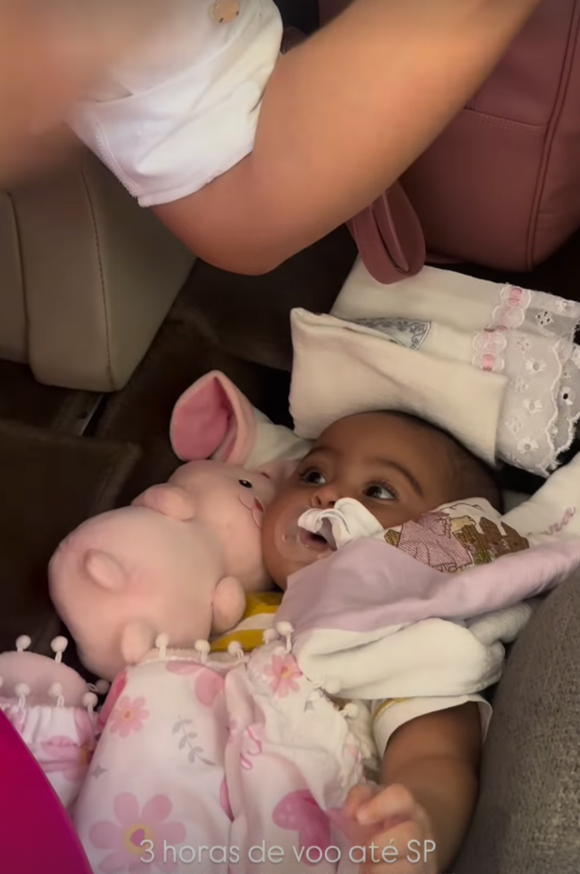 Graciele Lacerda improvisa cama para filha Clara no jatinho durante viagem com Zezé Di Camargo - reprodução Instagram