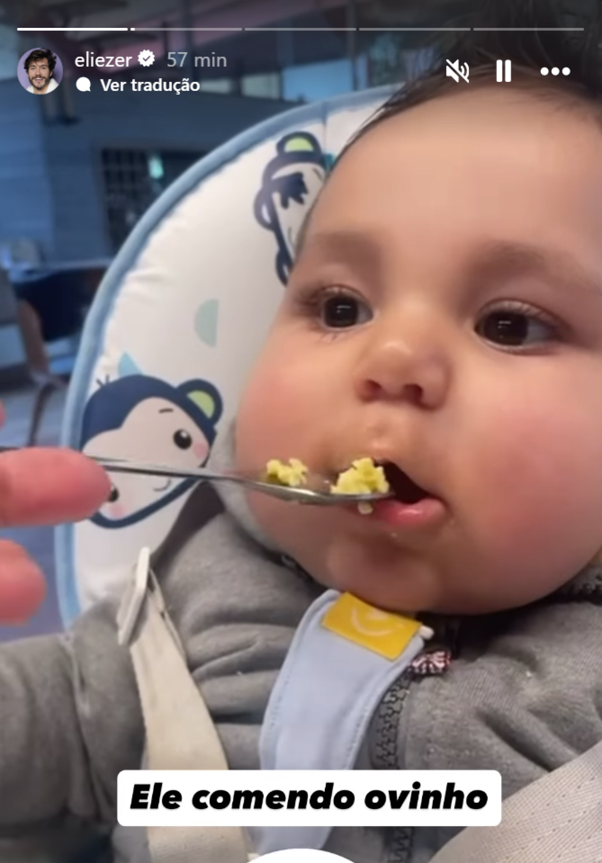 Eliezer relata evolução de Ravi após diagnóstico de APLV e introdução alimentar - reprodução Instagram