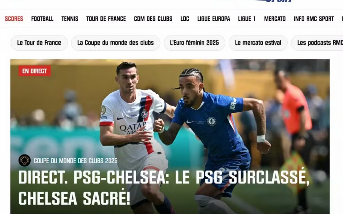 RMC Sport, França: PSG superado, Chelsea coroado
