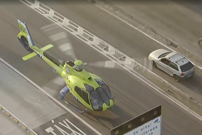 Helicóptero pousa na Avenida Brasil para resgatar órgãos destinados a transplante