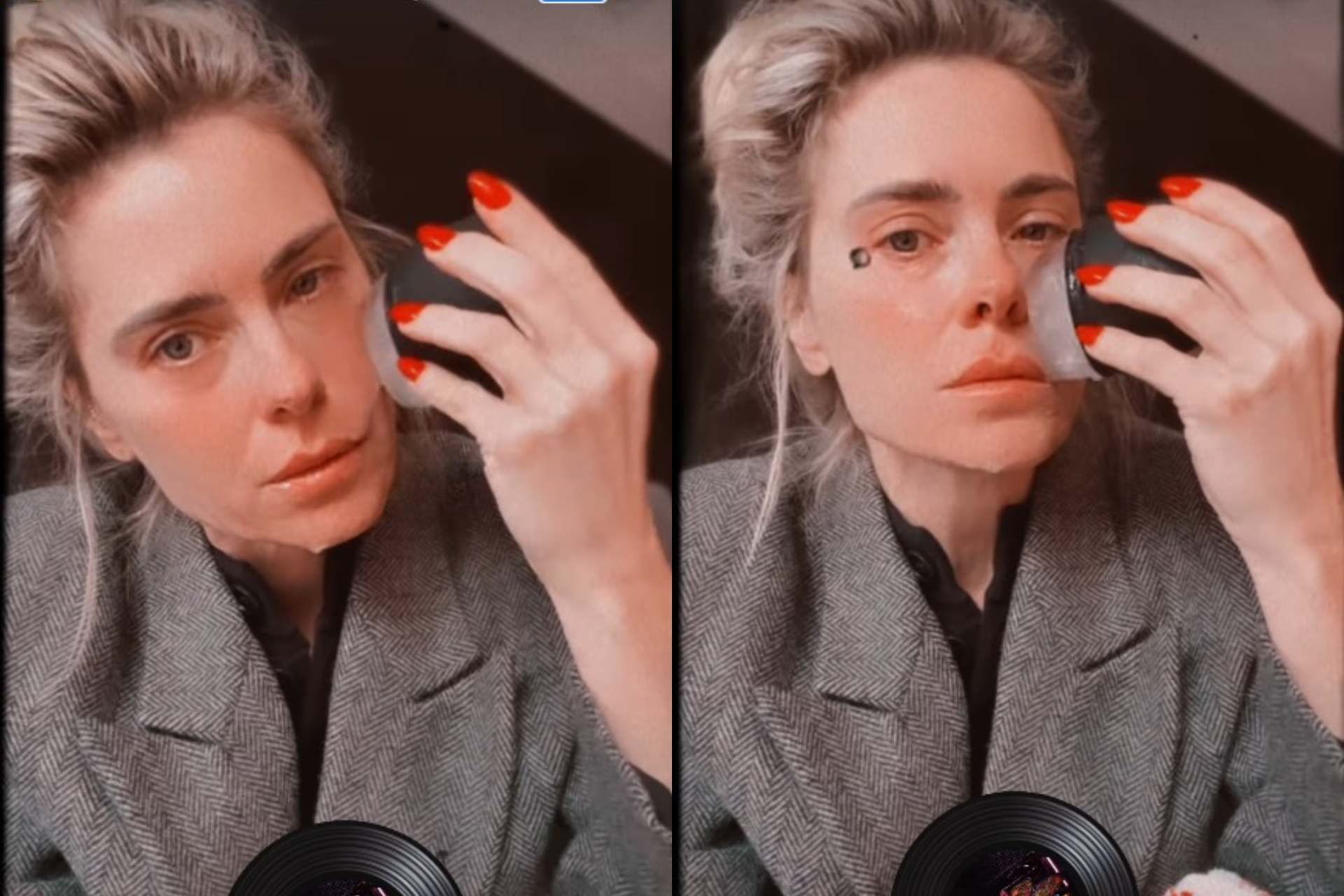 Carolina Dieckmmann mostra truque para desinchar o rosto