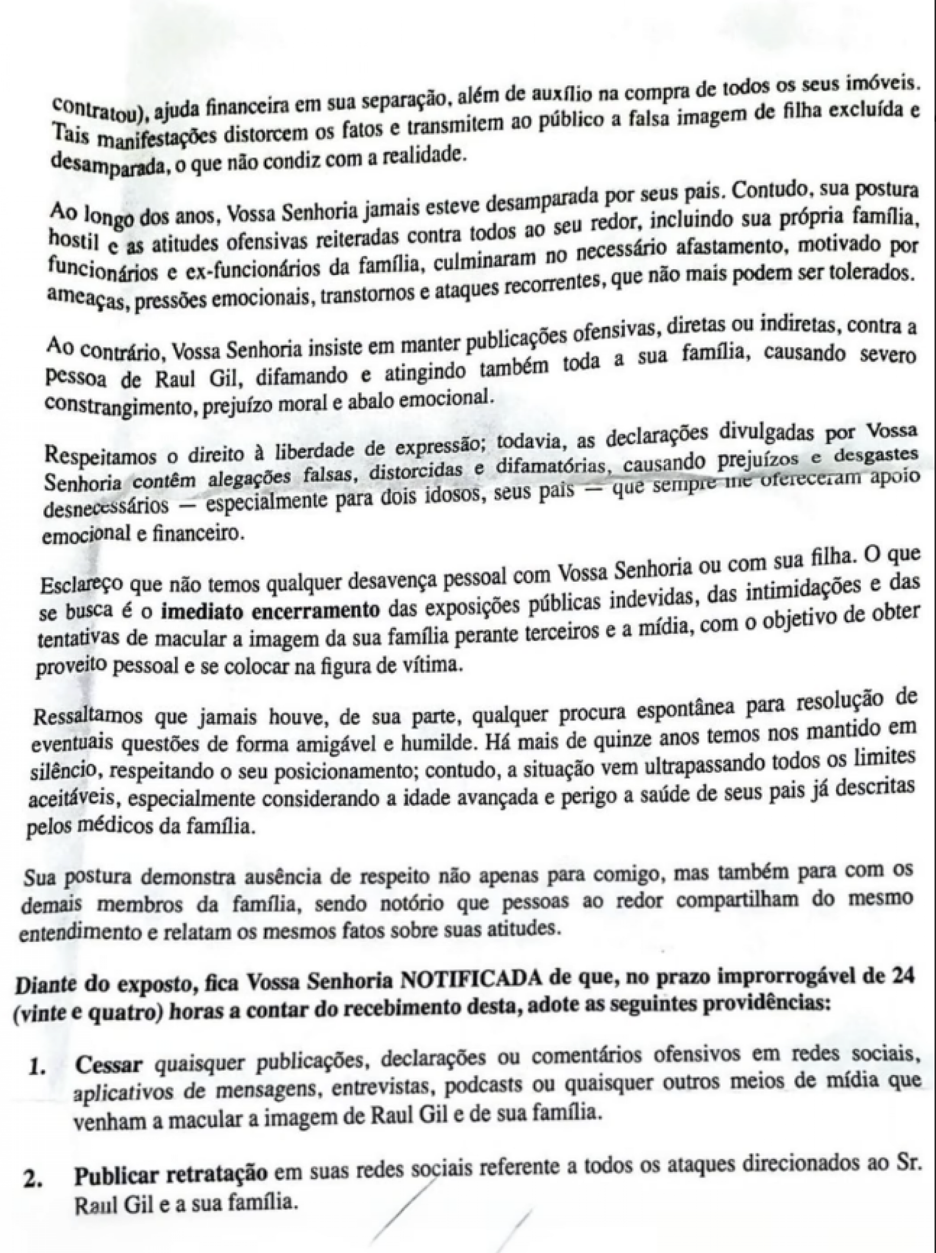 Neta de Raul Gil relata notificação extrajudicial enviada pelo tio - reprodução Instagram
