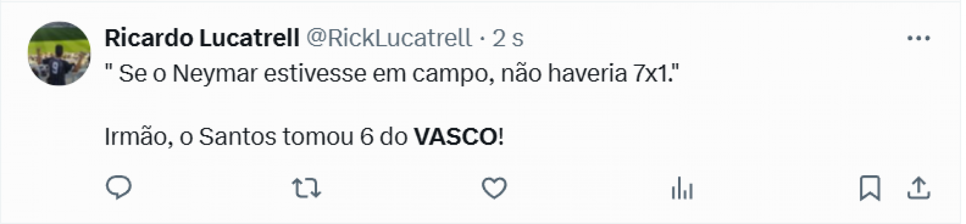 Internautas fizeram vários memes sobre a goleada do Vasco de 6 a 0 sobre o Santos, no MorumBis - Reprodução de redes sociais