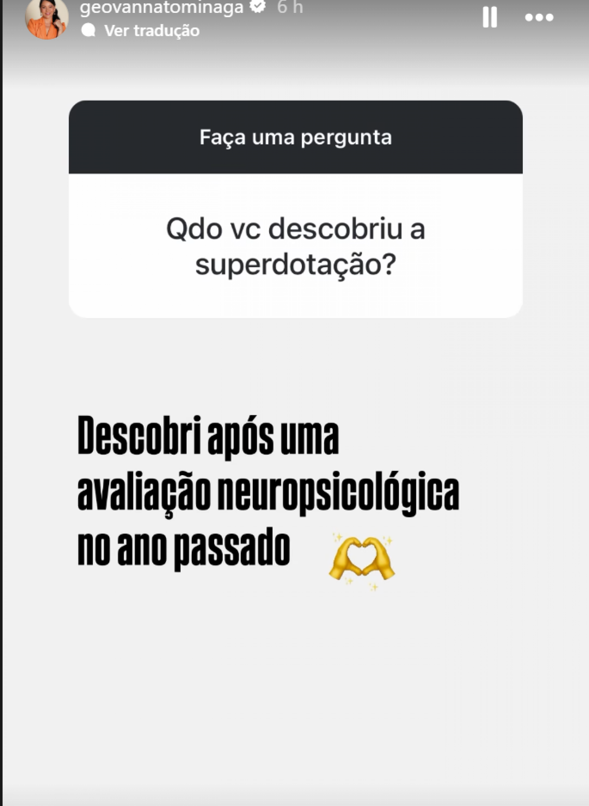 Geovanna Tominaga revela diagnóstico de superdotação - reprodução Instagram