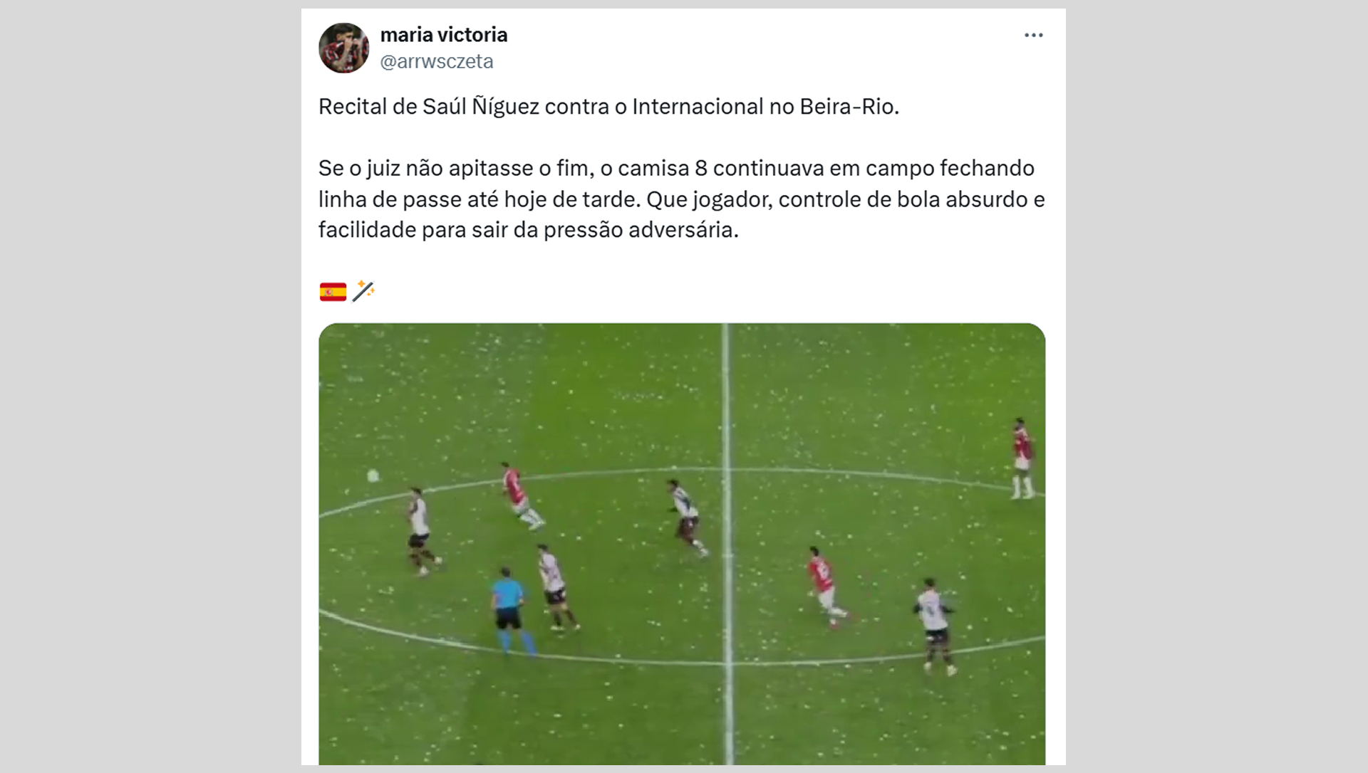 Torcedores do Flamengo elogiaram Saúl e exaltaram sua atuação contra o Internacional - Reprodução de redes sociais
